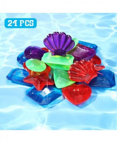 24 Pieces Big Dive Gem Pool Toys Colorful Big Sinking Diving Gems Dive Crystals Summer Underwater Swimming Toy Set with Velve...