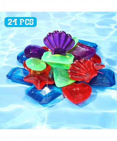 24 Pieces Big Dive Gem Pool Toys Colorful Big Sinking Diving Gems Dive Crystals Summer Underwater Swimming Toy Set with Velve...