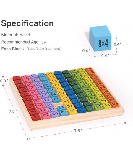 Wooden Multiplication & Math Table Board Game Kids Montessori Preschool Learning Toys Gift for Toddlers Aged 3 Years Old and ...