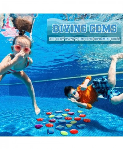 24 Pieces Big Dive Gem Pool Toys Colorful Big Sinking Diving Gems Dive Crystals Summer Underwater Swimming Toy Set with Velve...