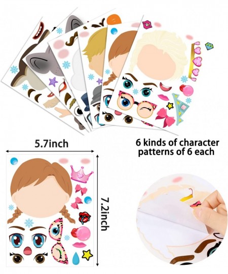 36Pcs Frozen Make a Face Stickers DIY Birthday Party Supplies for Kids Decorations Games Make Your Own Frozen Stickers Art Cr...