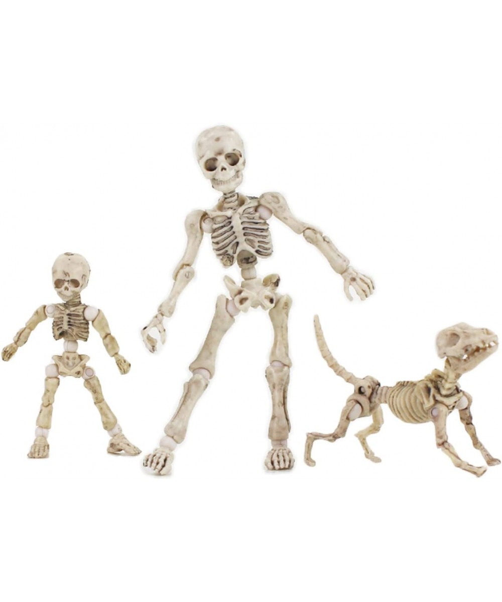 Eonthry 3pcs Cute Fashion Design Mr. Bones Mini Pose Skeleton Model Decorations with Dog Mini Action Figure Collectible Shoot...