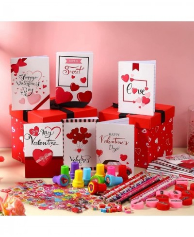 72 PCS Valentine's Day Stationery Set Kids Party Favor Gifts Include Mini Notebooks Stampers Pencils Sharpener Erasers Sticke...