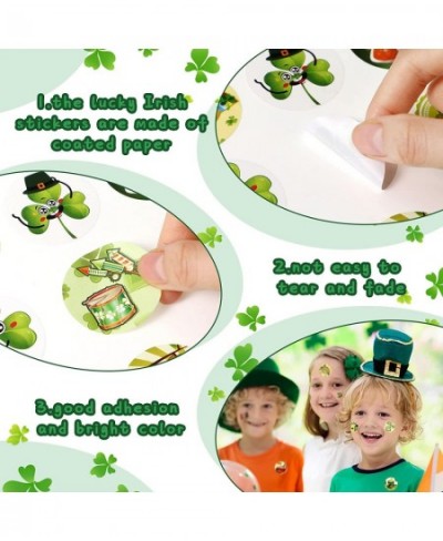 1000 Pieces St. Patrick's Day Roll Stickers Shamrock Party Decorations Irish Green Shamrock 1.5 Inch Stickers Round Colored S...