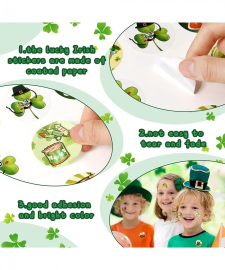 1000 Pieces St. Patrick's Day Roll Stickers Shamrock Party Decorations Irish Green Shamrock 1.5 Inch Stickers Round Colored S...