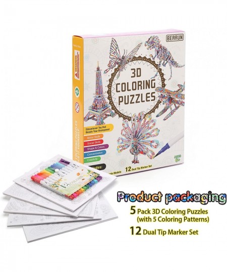 3D Coloring Puzzle Set Arts and Crafts for Girls and Boys Age 6 7 8 9 10 11 12 Year Old Fun Educational Painting Crafts Kit w...