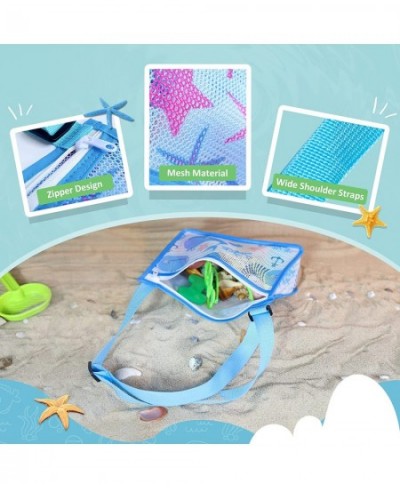 ND 3 Packs Kids Toy Mesh Beach Bag - Beach Shell Collecting Shoulder Bag with Adjustable Straps| Beach Sand Toys Bag for Hold...