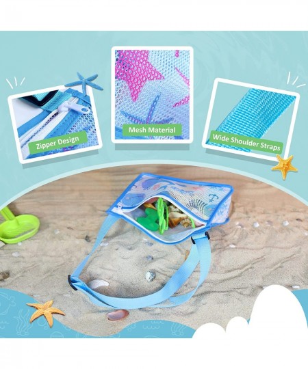 ND 3 Packs Kids Toy Mesh Beach Bag - Beach Shell Collecting Shoulder Bag with Adjustable Straps| Beach Sand Toys Bag for Hold...