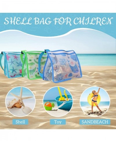 ND 3 Packs Kids Toy Mesh Beach Bag - Beach Shell Collecting Shoulder Bag with Adjustable Straps| Beach Sand Toys Bag for Hold...