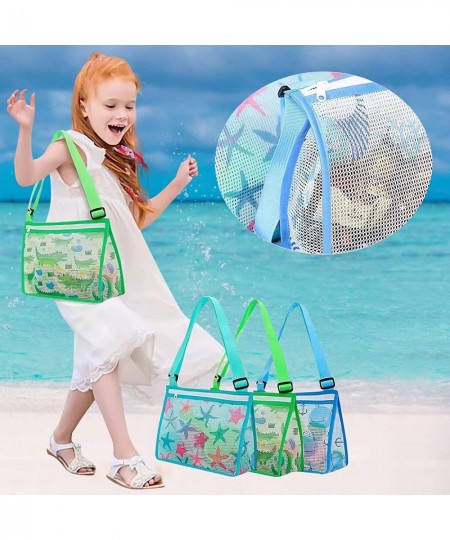 ND 3 Packs Kids Toy Mesh Beach Bag - Beach Shell Collecting Shoulder Bag with Adjustable Straps| Beach Sand Toys Bag for Hold...