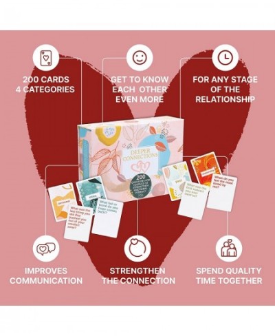 Deeper Connections: Card Game for Couples | 200 Meaningful Conversation Starters to Connect & Reconnect | Fun Conversation Ca...