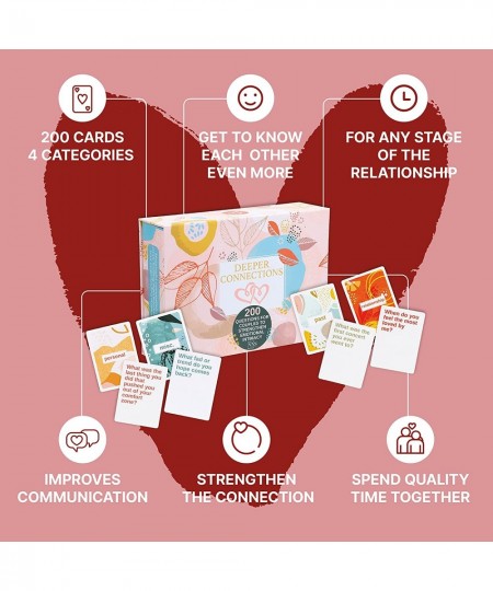 Deeper Connections: Card Game for Couples | 200 Meaningful Conversation Starters to Connect & Reconnect | Fun Conversation Ca...