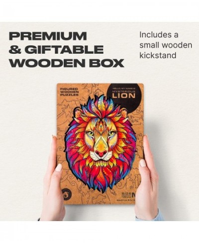 Original Wooden Jigsaw Puzzles - Mysterious Lion 192 pcs Medium 9.7"x12.5" Beautiful Gift Package Unique Shape Best Gift for ...