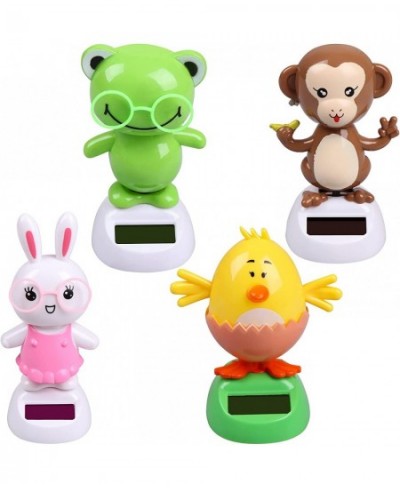 4 Solar Dancing Monkey Toy Solar Powered Dancing Hen in Colorful Pots Swinging Rabbit Animals Flip Flap Animated Bobblehead D...