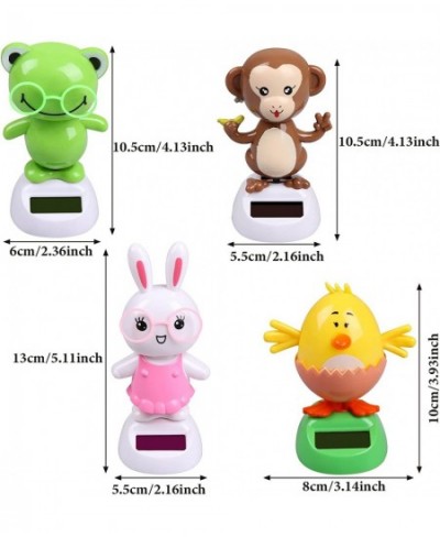 4 Solar Dancing Monkey Toy Solar Powered Dancing Hen in Colorful Pots Swinging Rabbit Animals Flip Flap Animated Bobblehead D...