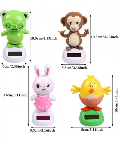 4 Solar Dancing Monkey Toy Solar Powered Dancing Hen in Colorful Pots Swinging Rabbit Animals Flip Flap Animated Bobblehead D...