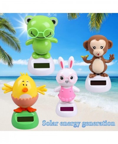 4 Solar Dancing Monkey Toy Solar Powered Dancing Hen in Colorful Pots Swinging Rabbit Animals Flip Flap Animated Bobblehead D...