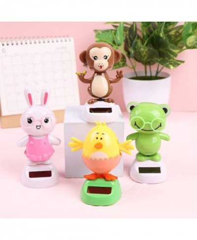 4 Solar Dancing Monkey Toy Solar Powered Dancing Hen in Colorful Pots Swinging Rabbit Animals Flip Flap Animated Bobblehead D...