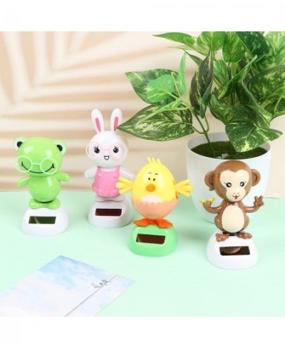 4 Solar Dancing Monkey Toy Solar Powered Dancing Hen in Colorful Pots Swinging Rabbit Animals Flip Flap Animated Bobblehead D...