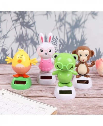 4 Solar Dancing Monkey Toy Solar Powered Dancing Hen in Colorful Pots Swinging Rabbit Animals Flip Flap Animated Bobblehead D...