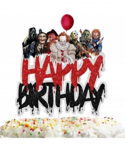 Halloween Horror Killer Vampire Zombie Cake Topper Red Glitter Fantasy Ghost Anniversary Theme Decorations Boys Girls Happy B...