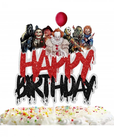 Halloween Horror Killer Vampire Zombie Cake Topper Red Glitter Fantasy Ghost Anniversary Theme Decorations Boys Girls Happy B...