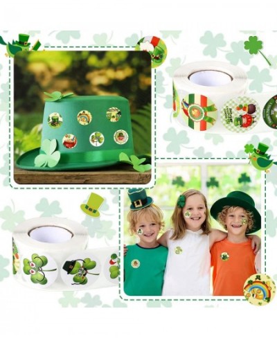 1000 Pieces St. Patrick's Day Roll Stickers Shamrock Party Decorations Irish Green Shamrock 1.5 Inch Stickers Round Colored S...