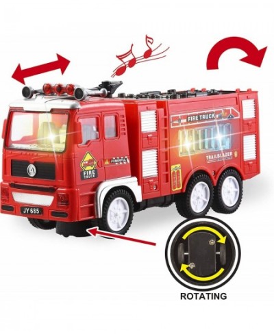 2 Pcs Toy Fire Truck Helicopter Toy Rescue Vehicle Playset with 4D Stunning Realistic Lights and Sounds Automatic Bump & Go T...