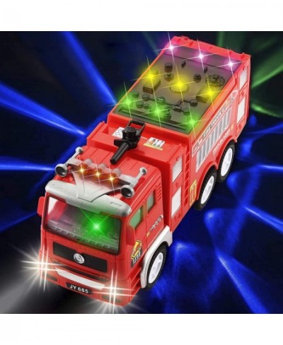 2 Pcs Toy Fire Truck Helicopter Toy Rescue Vehicle Playset with 4D Stunning Realistic Lights and Sounds Automatic Bump & Go T...