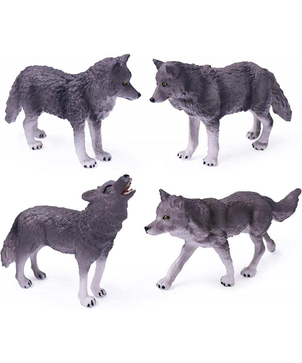 4pcs Wolf Toy Figurines Set Wolf Animal Figures Grey Wolf Family Cake Topper Toy Gift for Kids (Grey) $24.37 - Action Figures