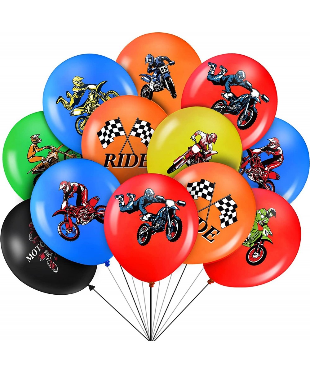 36 Pieces Dirt Bike Party Decorations Dirt Bike Party Balloons Motocross Birthday Party Checkered Flag Party Decoration Ballo...