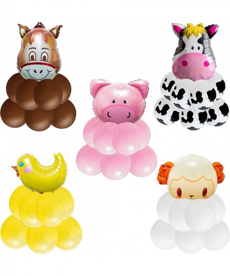 54Pcs Farm Animal Pattern Balloon Decorations Cow Sheep Piglet Yellow Chicken Donkey Farm Animal Print Balloon Farm Theme Bir...