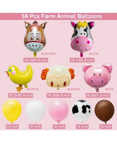 54Pcs Farm Animal Pattern Balloon Decorations Cow Sheep Piglet Yellow Chicken Donkey Farm Animal Print Balloon Farm Theme Bir...