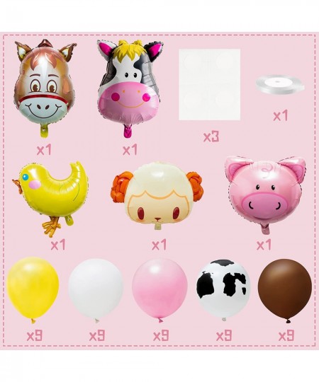 54Pcs Farm Animal Pattern Balloon Decorations Cow Sheep Piglet Yellow Chicken Donkey Farm Animal Print Balloon Farm Theme Bir...