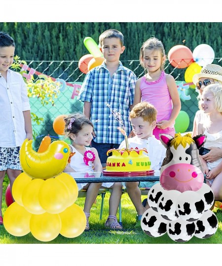 54Pcs Farm Animal Pattern Balloon Decorations Cow Sheep Piglet Yellow Chicken Donkey Farm Animal Print Balloon Farm Theme Bir...