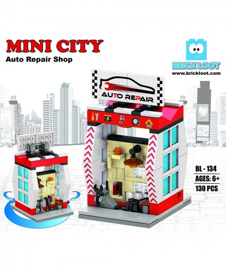 Exclusive Mini City Auto Repair Shop - Custom Designed Model - Compatible with Lego and Other Major Brick Brands $24.72 - Toy...