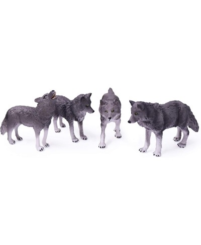 4pcs Wolf Toy Figurines Set Wolf Animal Figures Grey Wolf Family Cake Topper Toy Gift for Kids (Grey) $24.37 - Action Figures