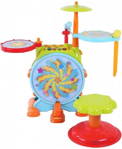 Electric Big Toy Drum Set for Kids with Movable Working Microphone to Sing and a Chair - Tons of Various Functions and Activi...