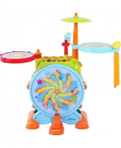 Electric Big Toy Drum Set for Kids with Movable Working Microphone to Sing and a Chair - Tons of Various Functions and Activi...