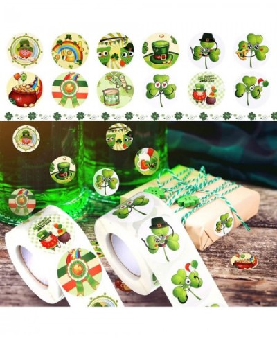 1000 Pieces St. Patrick's Day Roll Stickers Shamrock Party Decorations Irish Green Shamrock 1.5 Inch Stickers Round Colored S...