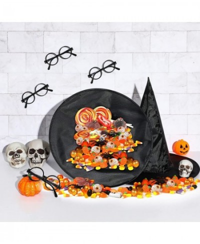 2 Pieces Halloween Black Witch Hat and 4 Pieces Plastic Wizard Glasses Round Frame Glasses No Lenses for Kids Adults Hallowee...