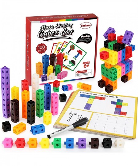 Math Cubes Math Manipulatives Activity Set - Number Blocks Counting Toys Snap Linking Cube Connecting Blocks for Kids Kinderg...