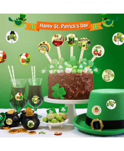 1000 Pieces St. Patrick's Day Roll Stickers Shamrock Party Decorations Irish Green Shamrock 1.5 Inch Stickers Round Colored S...