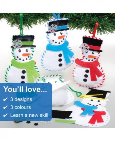 FE949 Snowman Decoration Sewing Kits - Pack of 3 Sewing Set for Children Creative Activities for Kids Ideal Christmas Arts an...