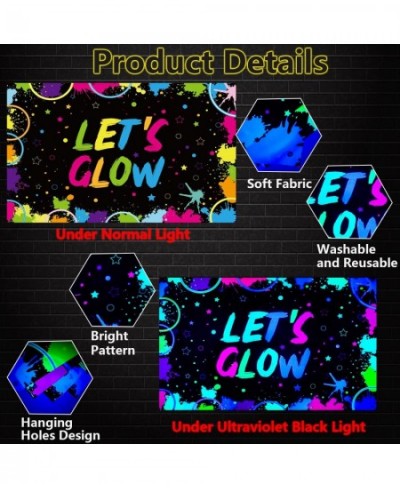 190 PCS Neon Glow Birthday Party Supplies - Let's Glow Backdrop Banner Tablecloth Glow in The Dark Balloons Glow Sticks Brace...