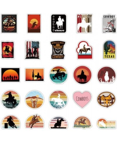 50 pcs Vintage Western Cowboy Horse Vinyl Stickers Decals Pack for Water Bottles Laptop Cars Wall Envelopes Trucks Computer P...