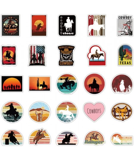 50 pcs Vintage Western Cowboy Horse Vinyl Stickers Decals Pack for Water Bottles Laptop Cars Wall Envelopes Trucks Computer P...