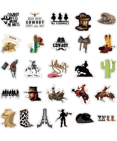 50 pcs Vintage Western Cowboy Horse Vinyl Stickers Decals Pack for Water Bottles Laptop Cars Wall Envelopes Trucks Computer P...