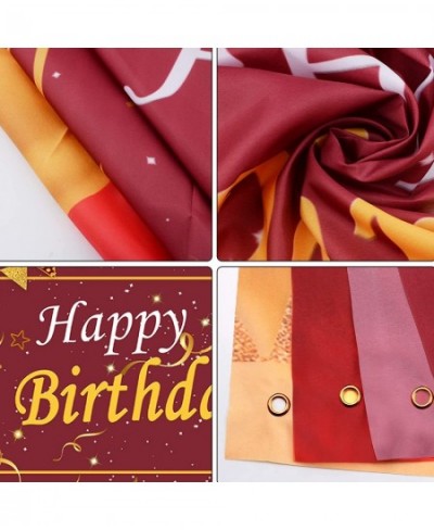 Birthday Party Decorations Maroon Gold Happy Birthday Photography Backdrop Banner for Women Men Girl boy Sign Decorations Bur...