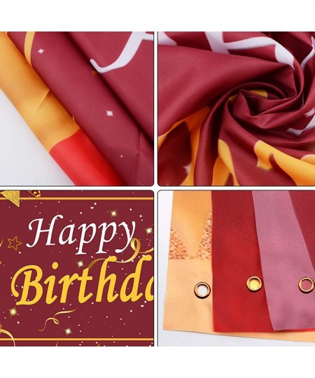 Birthday Party Decorations Maroon Gold Happy Birthday Photography Backdrop Banner for Women Men Girl boy Sign Decorations Bur...